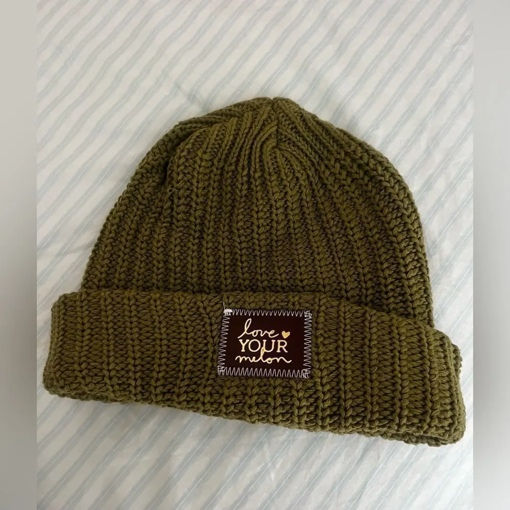 Love Your Melon Olive Green Classic cuffed Knit Beanie